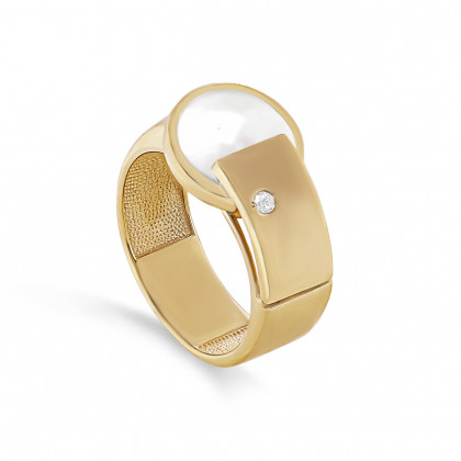 Кольцо из золота с бриллиантом и перламутром
